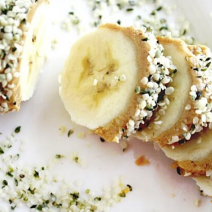 banana sushi roll with hemp seeds and chia seeds